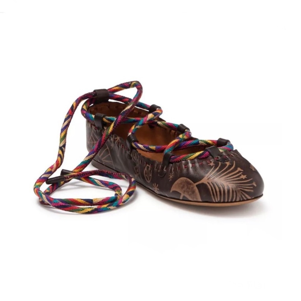 Valentino Garavani Ankle Tie Ballet Flats Leather